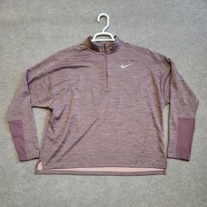 Nike Pacer 1/4 Zip Running Top Womens XL Mauve Long Sleeve Thumb Hole Athletic